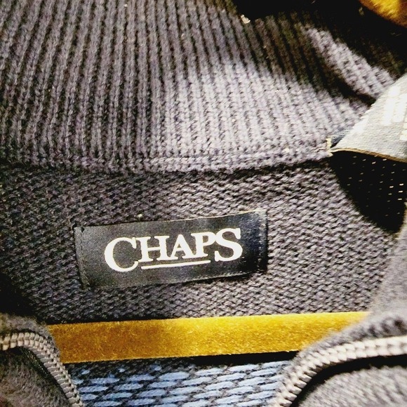 Vintage Men's Chaps Cotton Size XL Blue Stripe Half Zip Sweater NWT - Picture 4 of 11